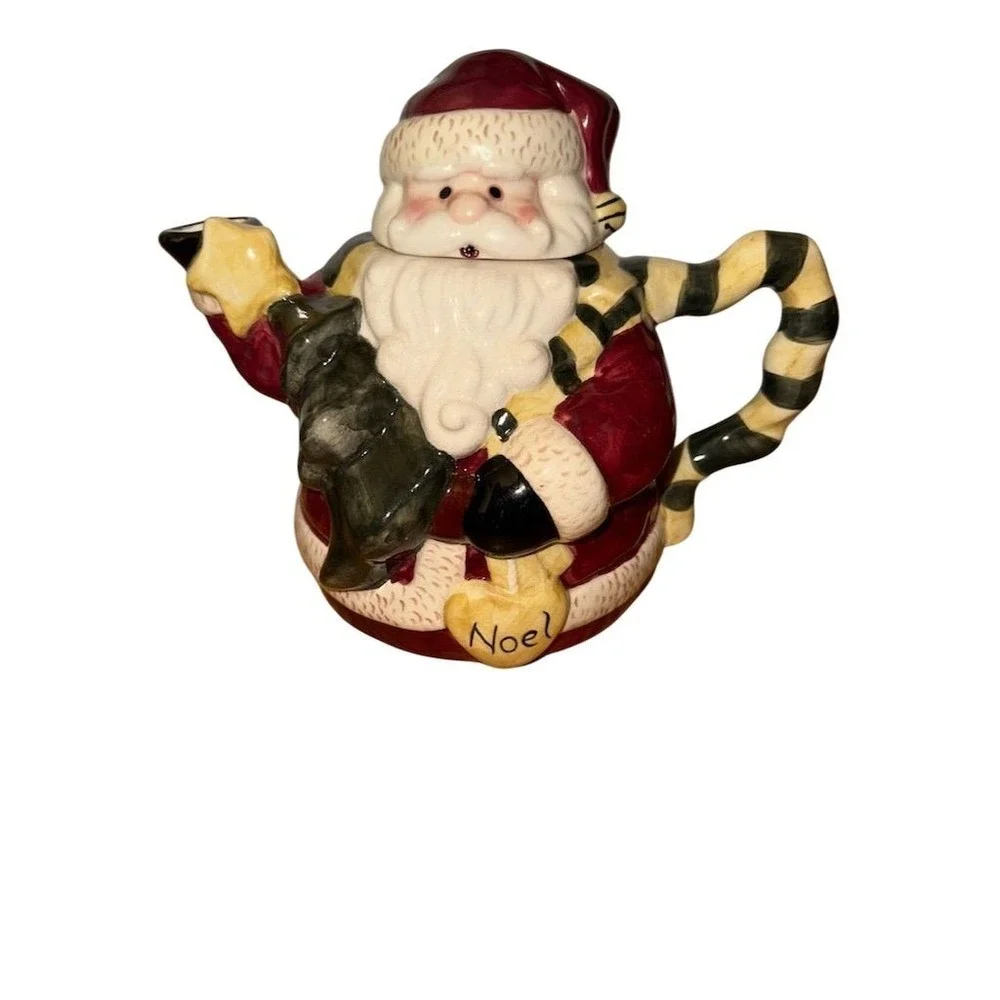 Vintage Santa with Tree Ceramic Teapot 
